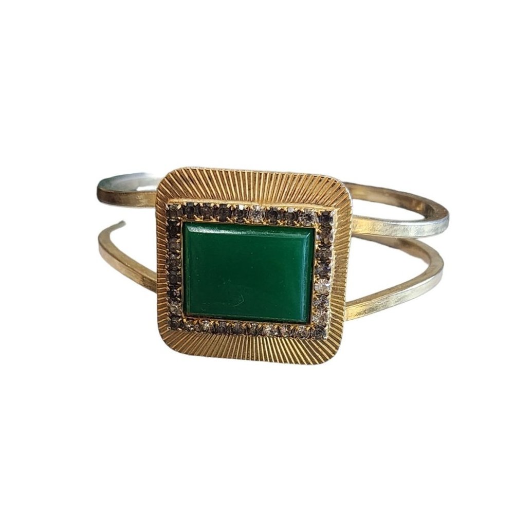 Vintage Acrylic Rhinestone Clamper Bracelet (A2468)